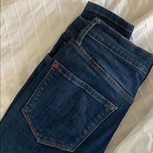 dark wash skinny jeans, high waisted